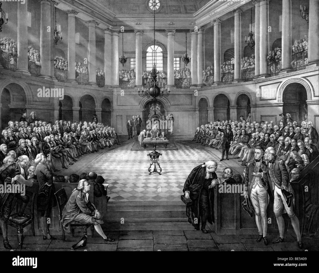 L'ultimo Parlamento irlandese eletto A.D. 1790 - College Green, Dublino Foto Stock