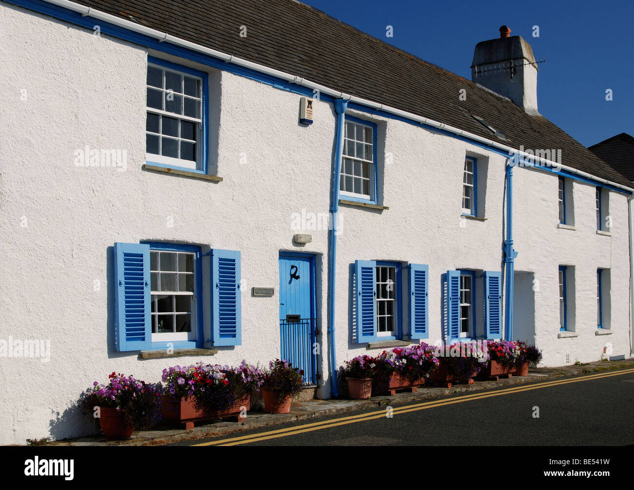 Vecchio cottage di pesca in.st mawes cornwall,uk ora utilizzato come seconde case e appartamenti per vacanze Foto Stock