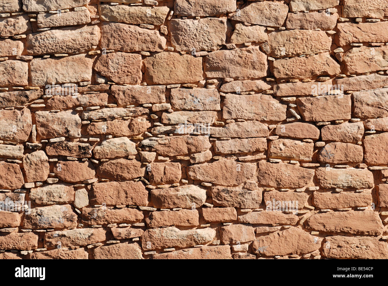 La costruzione storica del Puebloans ancestrale, muratura dettaglio, attorno al 1200 D.C. poco rovina Canyon, Hovenweep National Monu Foto Stock