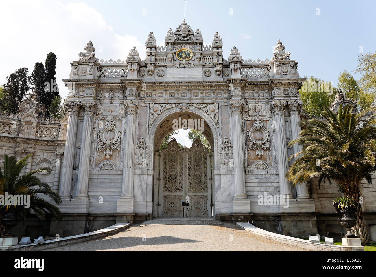 Palazzo Dolmabahce, sultan gate, il palazzo del sultano, a partire dal xix secolo, Besiktas, Istanbul, Turchia Foto Stock