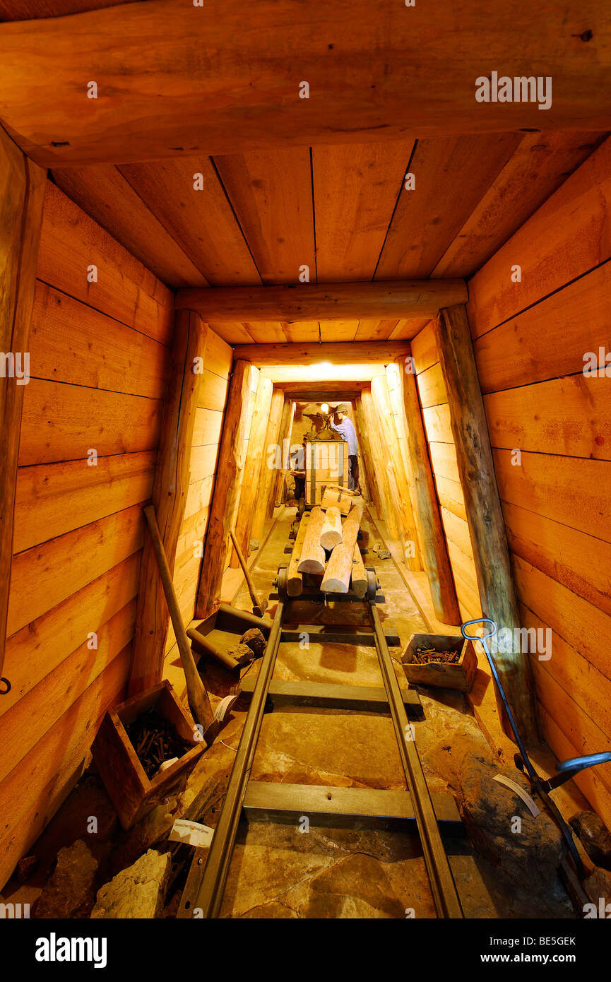 Galleria per industria mineraria, museo minerario Achtal vicino Teisendorf, Alta Baviera, Germania, Europa Foto Stock
