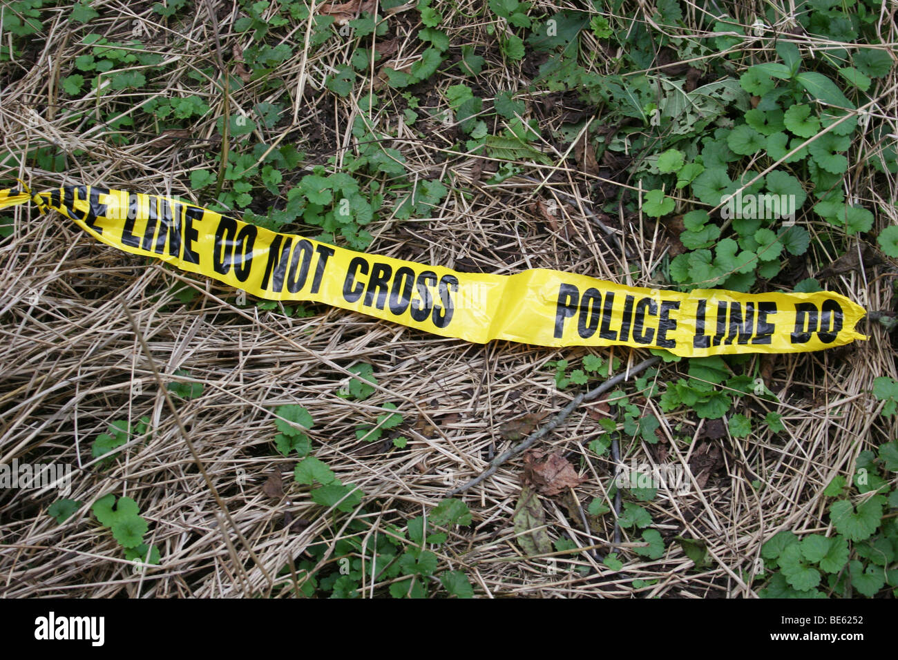 Linea di polizia la criminalità nastro dopo inchiesta Foto Stock