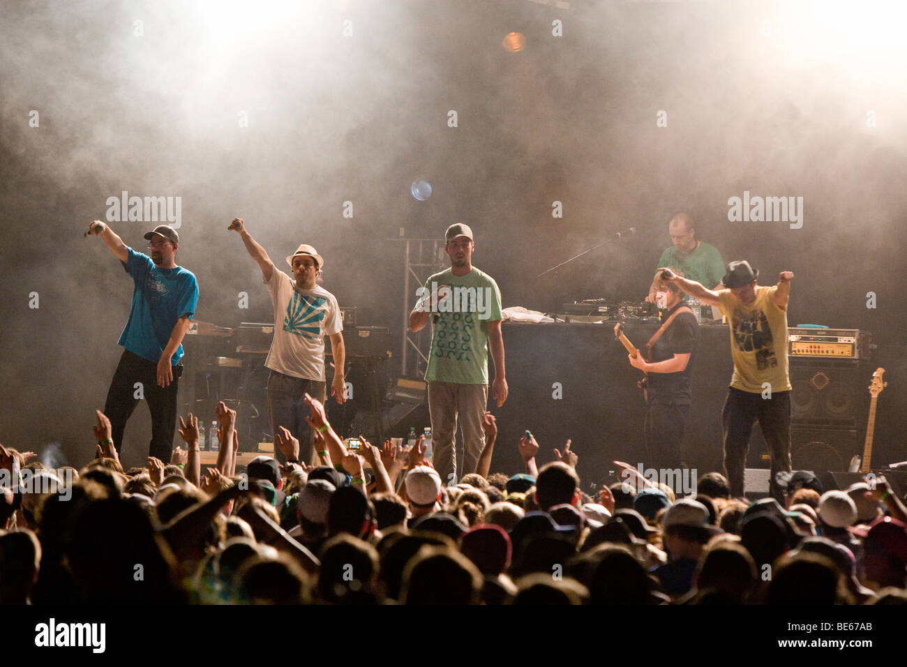 Blumentopf, tedesco hip-hop band, live at soundcheck, Open Air Festival in Sempach-Neuenkirch, Svizzera, Europa Foto Stock