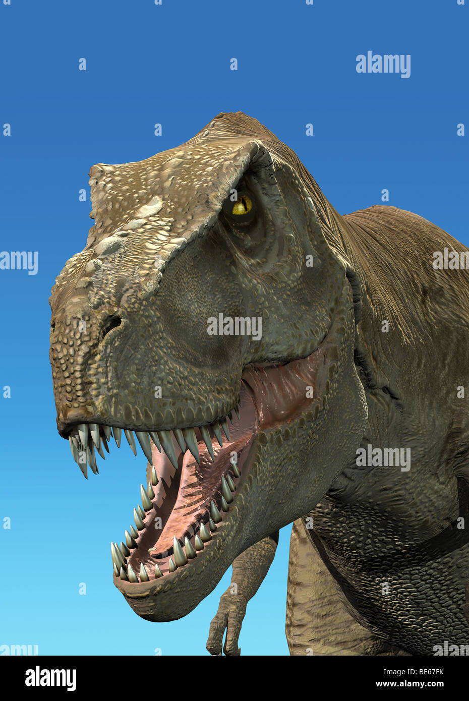Tyrannosaurus Rex close up, digital rendering fotorealistico, T-Rex Foto Stock