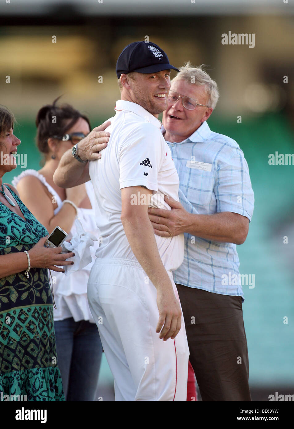 COLIN & ANDREW FLINTOFF ENGLAND V AUSTRALIA Brit Oval Londra Inghilterra 23 Agosto 2009 Foto Stock
