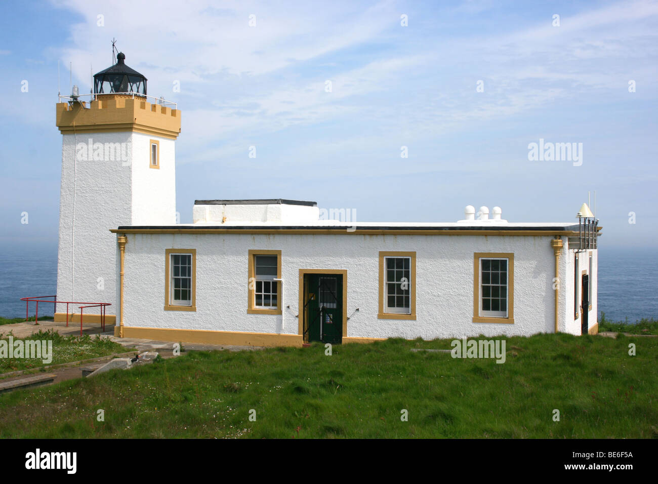 Il faro di Stevenson a testa Duncansby, la maggior parte del nord-est il punto del continente BRITANNICO. Foto Stock