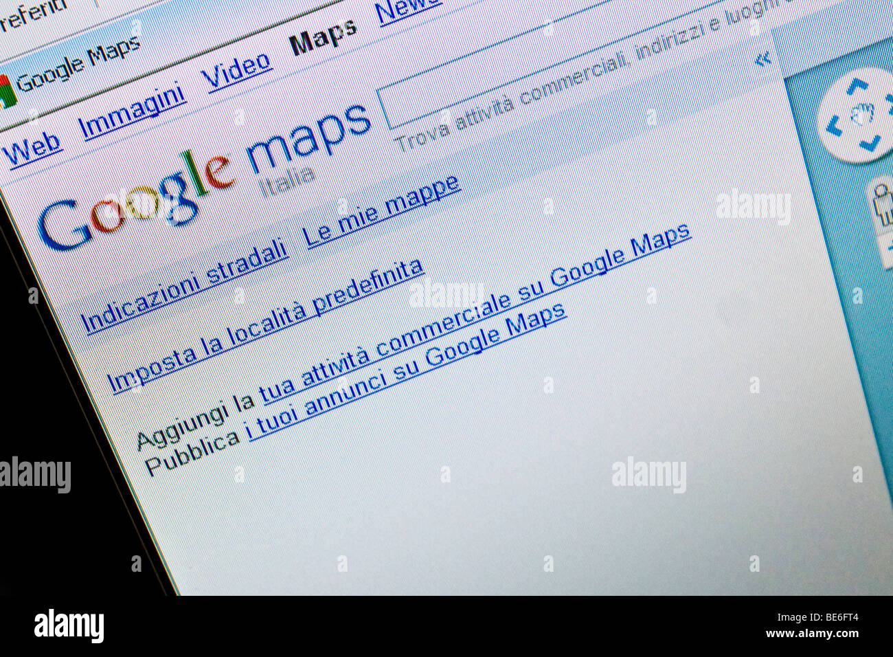 Pagina Web, google maps Foto Stock