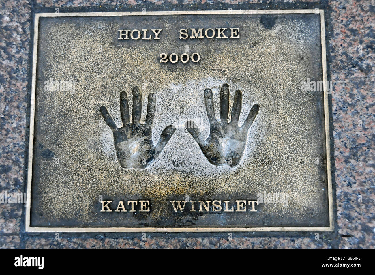 Kate Winslet, placca con palm stampe, Leicester Square, London, England, Regno Unito, Europa Foto Stock