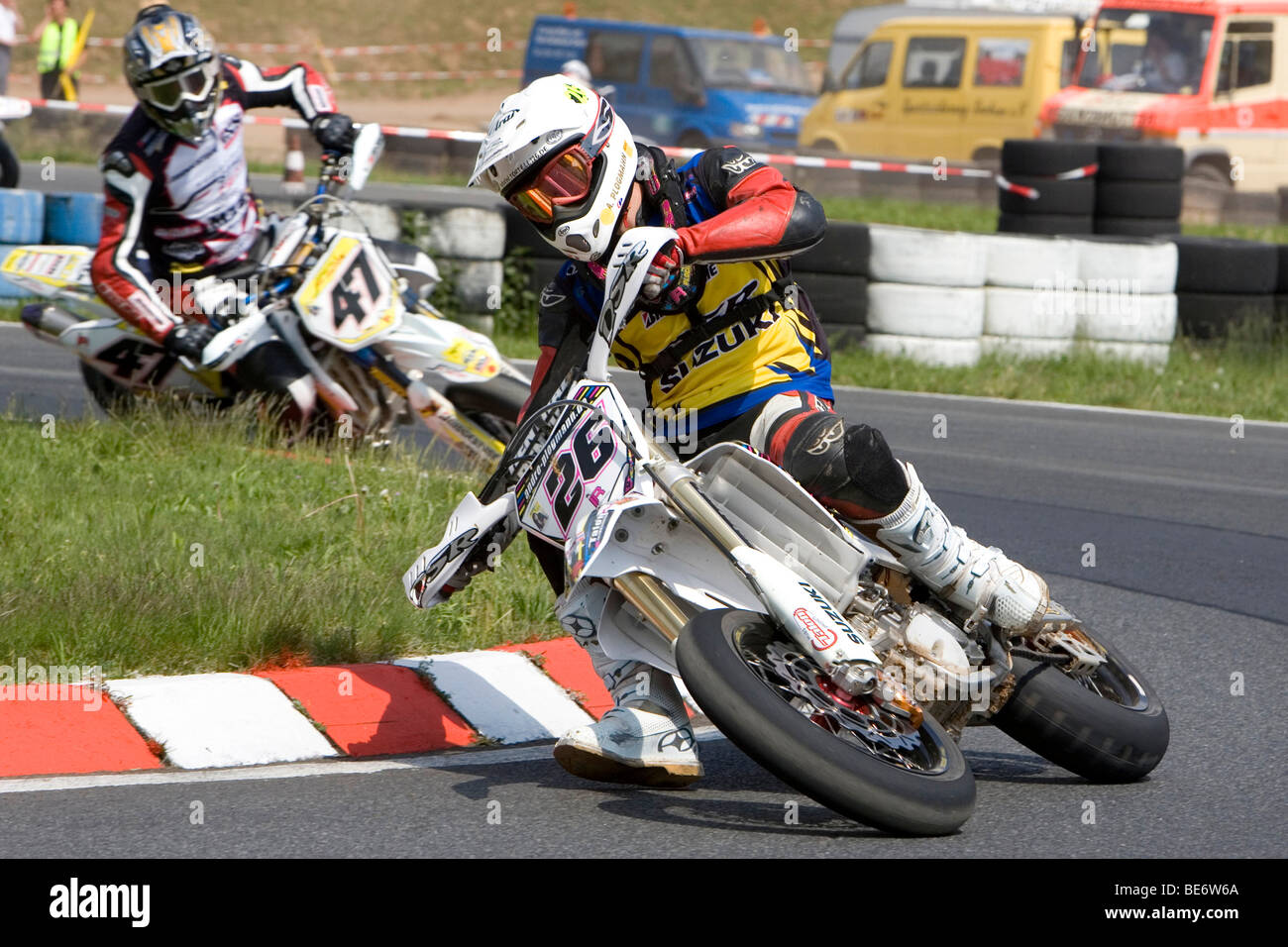 Motociclisti, 16. L'ADAC Supermoto, Tedesco Supermoto Cup in Schaafheim, Hesse, Germania, Europa Foto Stock