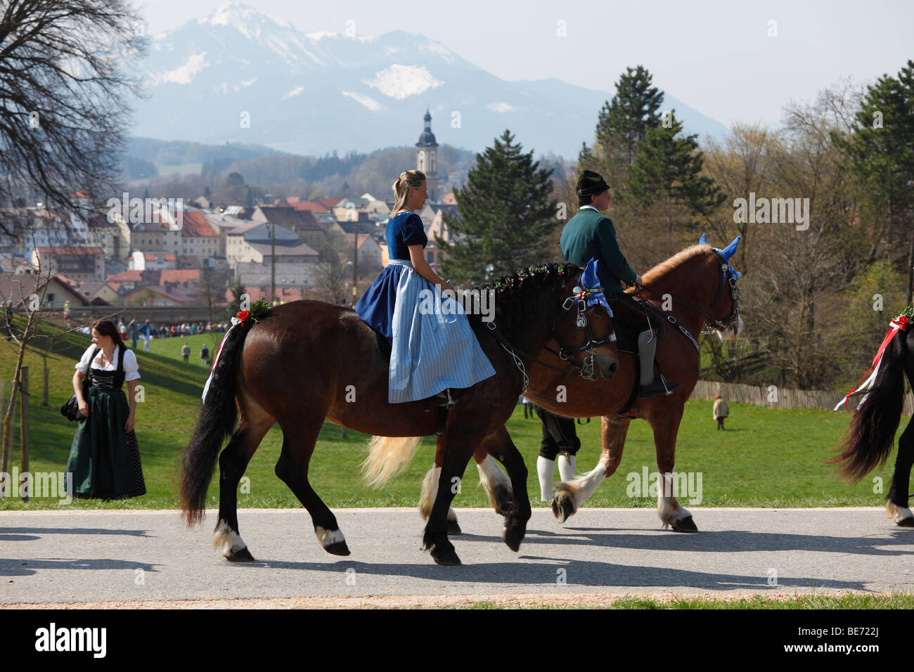 Georgiritt, George's Ride, lunedì di Pasqua processione, Traunstein, Chiemgau, Alta Baviera, Baviera, Germania, Europa Foto Stock
