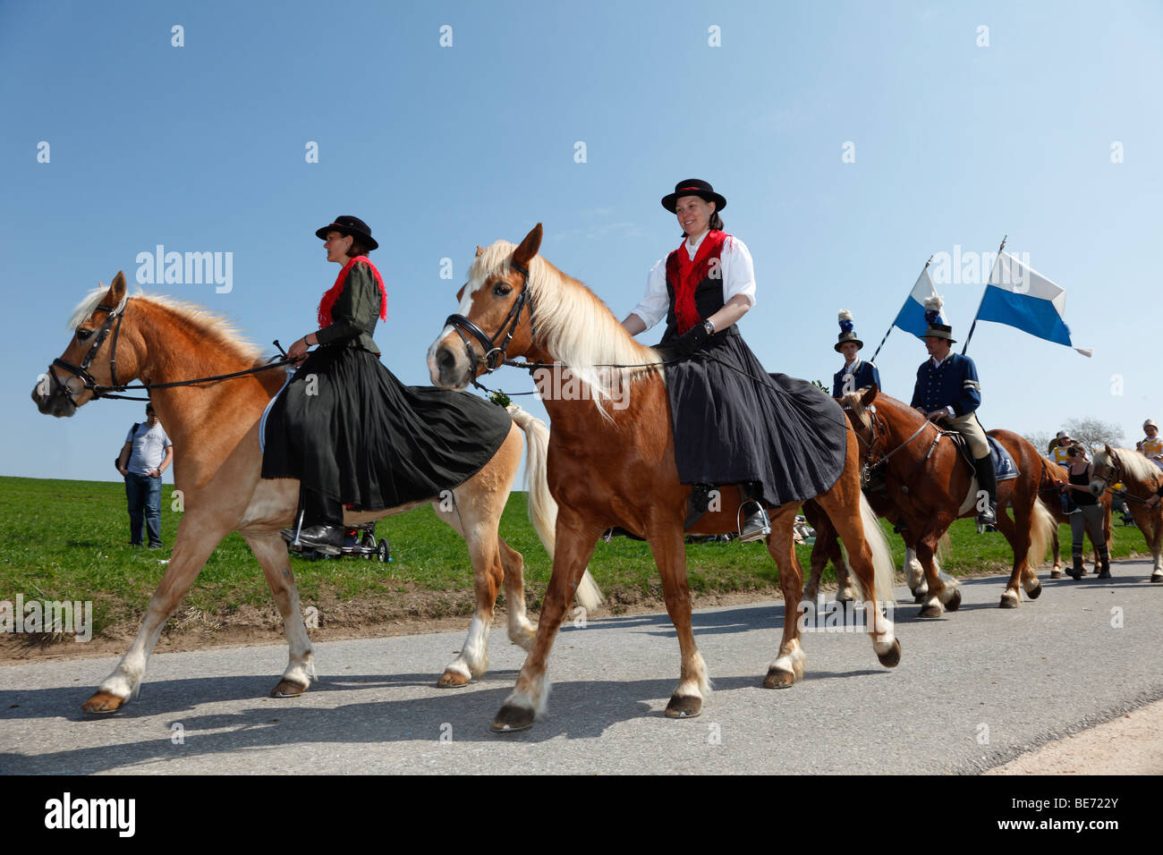 Georgiritt, George's Ride, lunedì di Pasqua processione, Traunstein, Chiemgau, Alta Baviera, Baviera, Germania, Europa Foto Stock