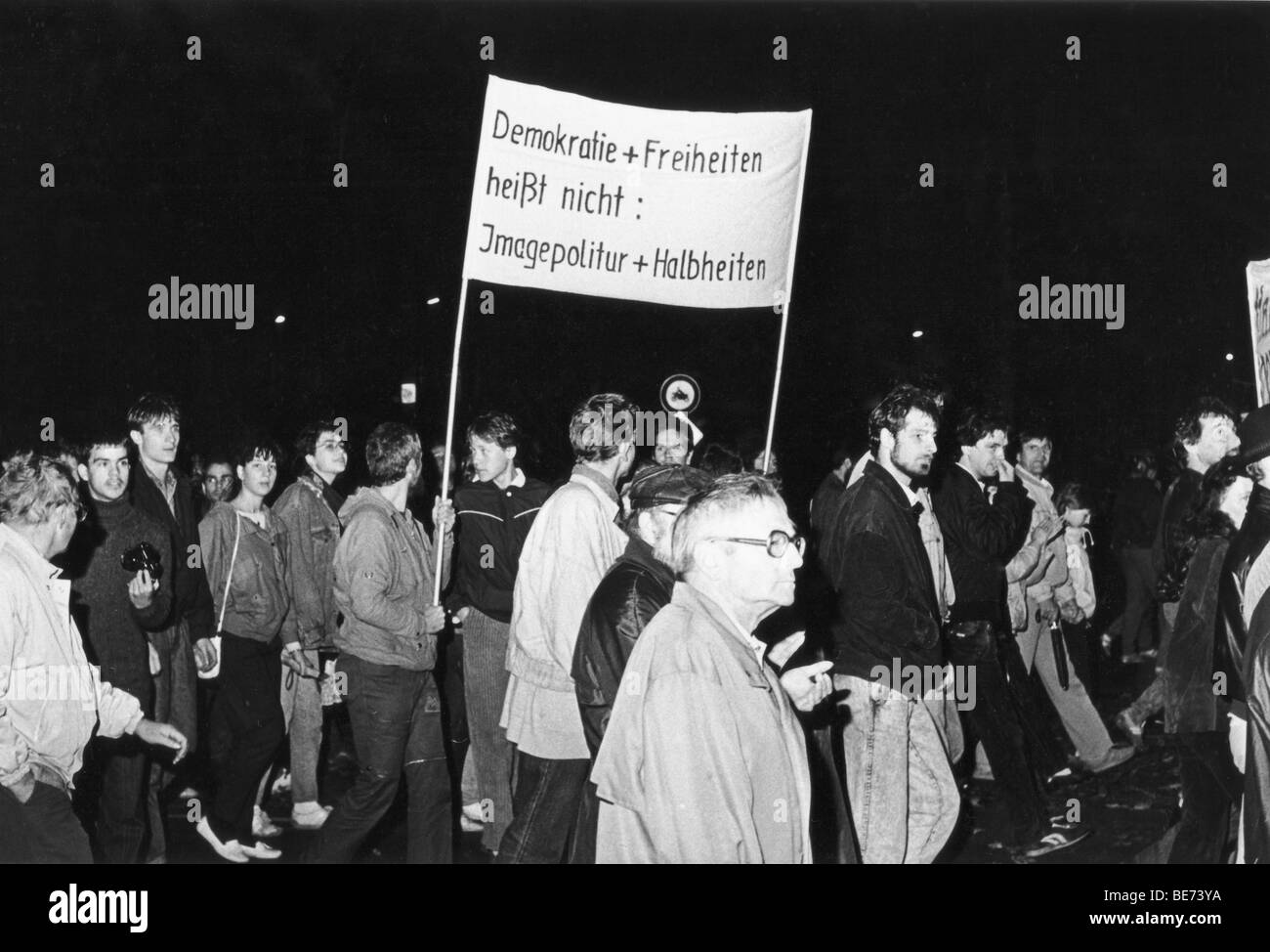 Dimostrazione, Leipzig, REPUBBLICA DEMOCRATICA TEDESCA, la Germania Est, foto storiche, Autunno 1989 Foto Stock