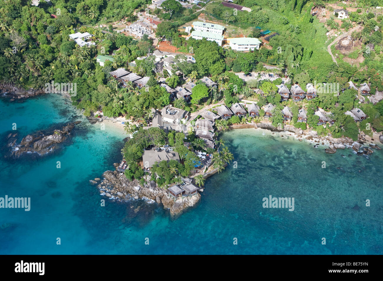 L'Hilton Northolme Hotel nella Baia di Beau Vallon, Isola di Mahe, Seychelles, Oceano indiano, Africa Foto Stock