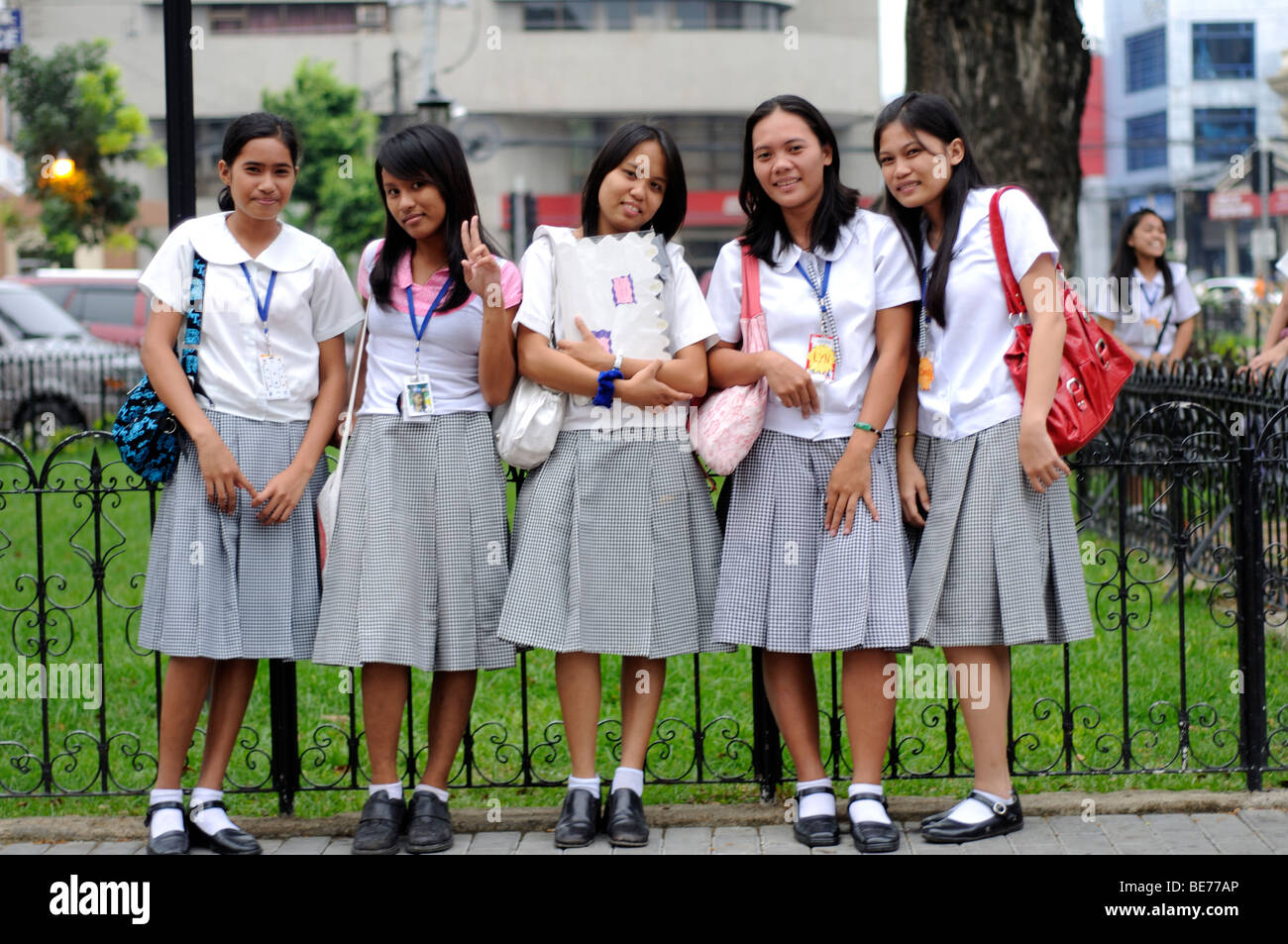 Gli studenti della scuola a croce magellans cebu filippine Foto Stock