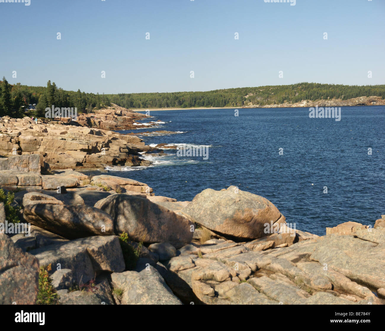 Panorama - costa, Ocean Drive, l'isola di Mount Desert, parco nazionale di Acadia, Maine, New England Foto Stock