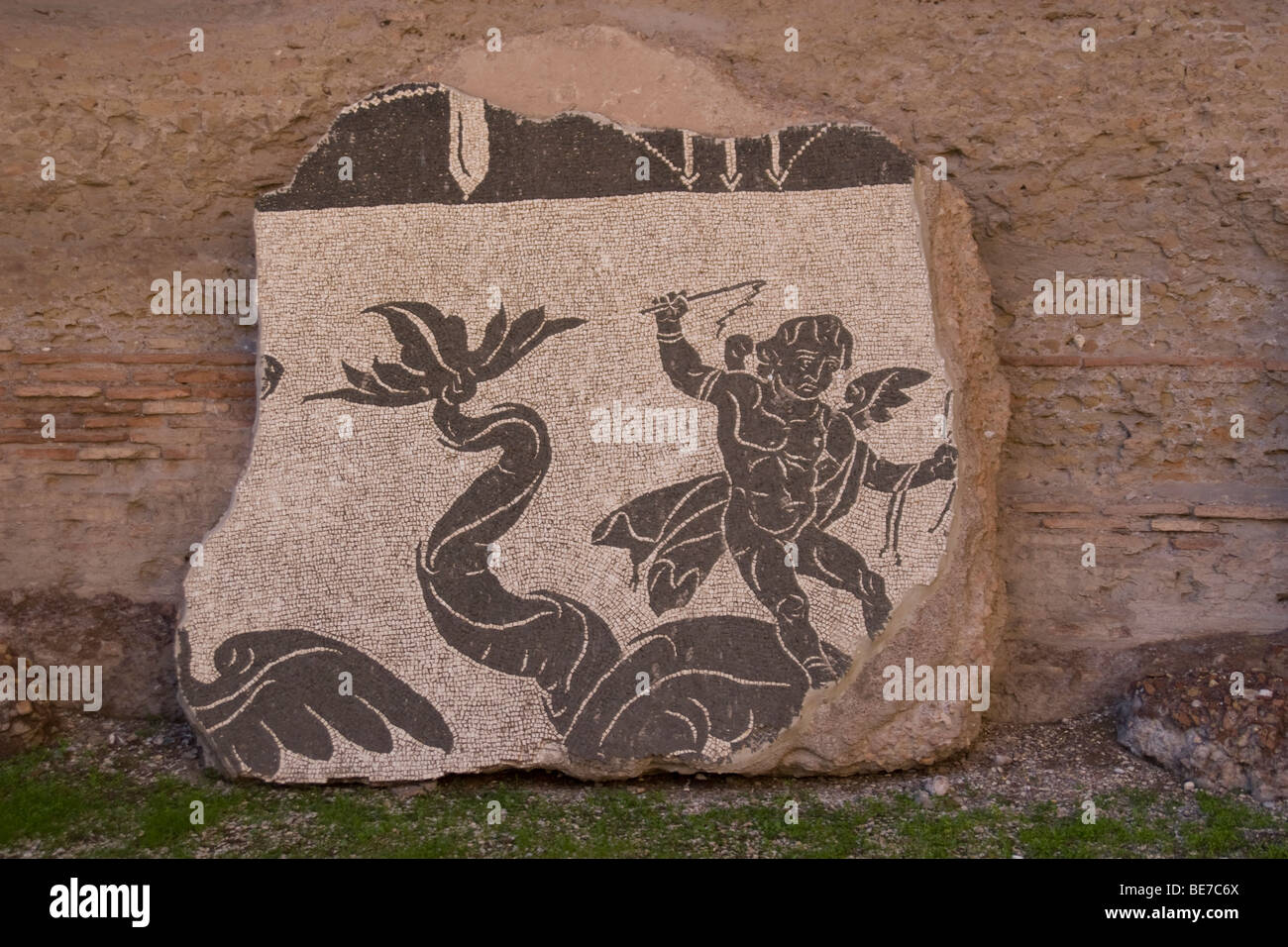 Mosaico piastrellisti a Caracalla antichi bagni termali a Roma, Italia Foto Stock