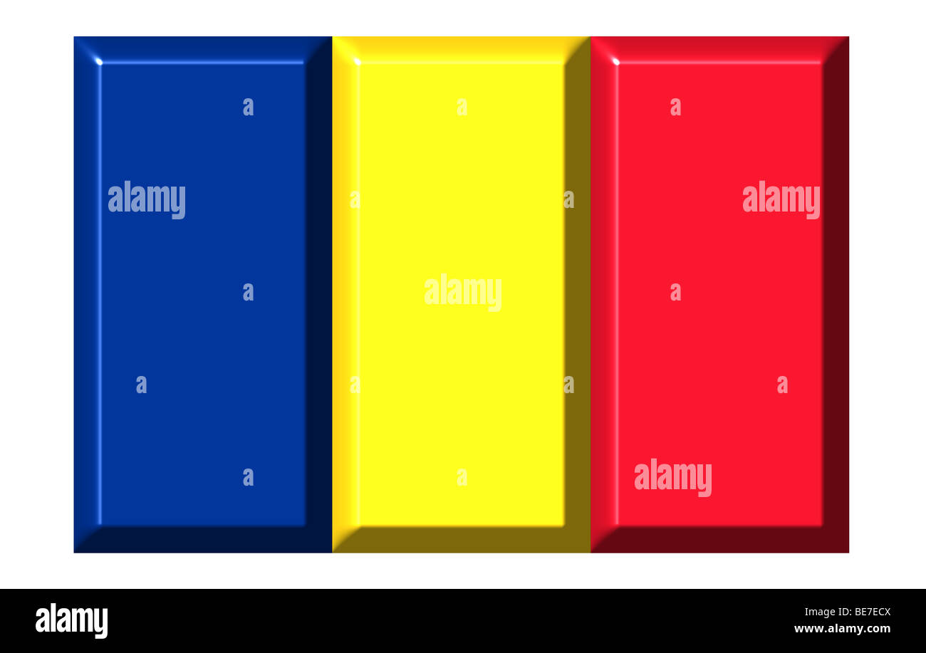 La Romania 3d bandiera con proporzioni realistiche Foto Stock