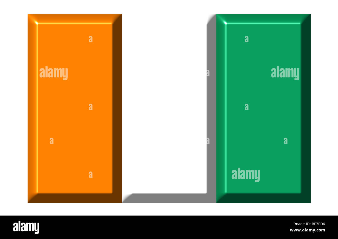 La Costa d Avorio 3d bandiera con proporzioni realistiche Foto Stock