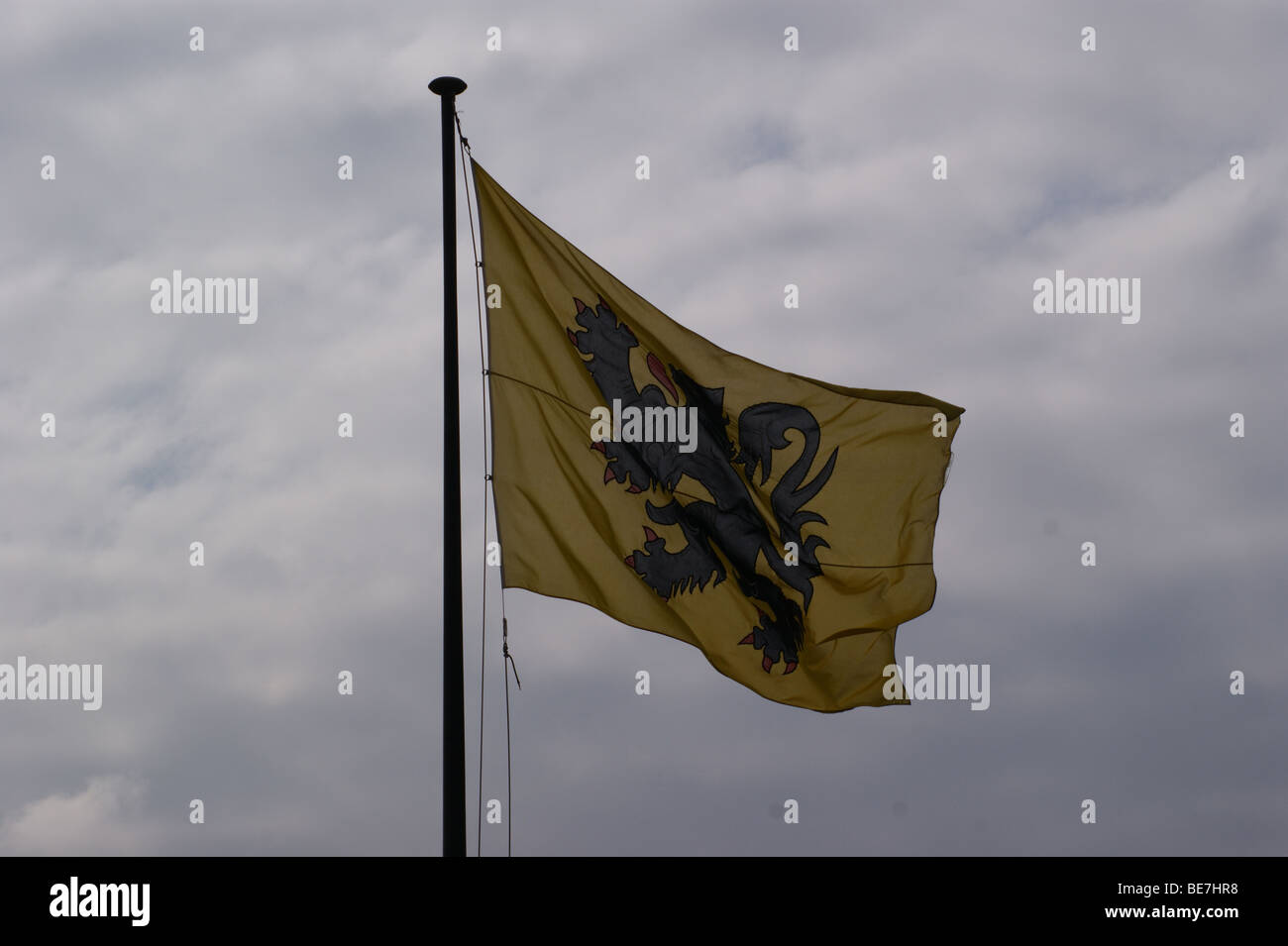 Flemish Brabant bandiera, Vlaamse Brabant, Gravensteen, Gent, Belgio Foto Stock