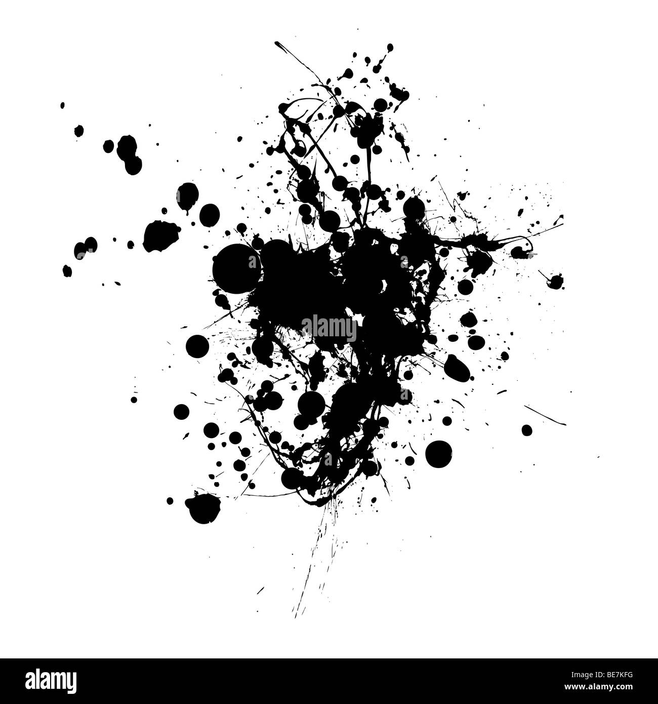 Inky black splat con forma astratta e spazio per aggiungere del testo Foto Stock