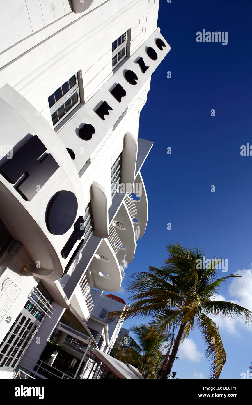 Congress Hotel su Ocean Drive nella luce del sole, spiaggia di South Beach a Miami Beach, Florida, Stati Uniti d'America Foto Stock