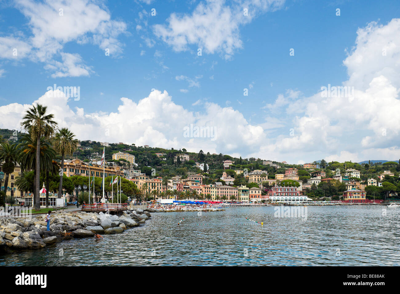 Lungomare di Santa Margherita Ligure, Golfo del Tigullio, Riviera Ligure, Liguria, Italia Foto Stock