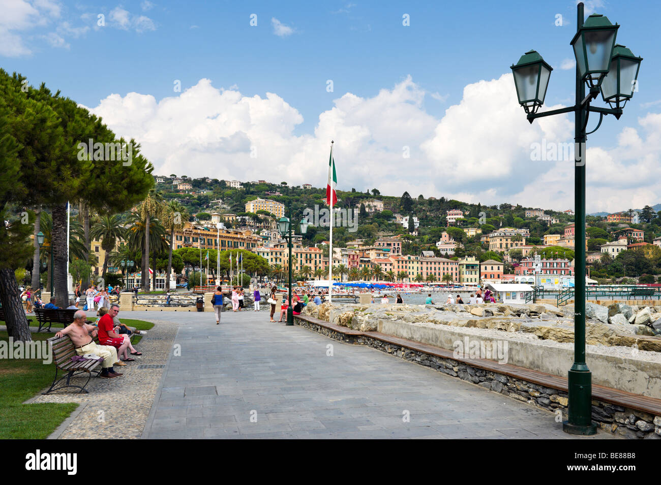 Lungomare di Santa Margherita Ligure, Golfo del Tigullio, Riviera Ligure, Liguria, Italia Foto Stock