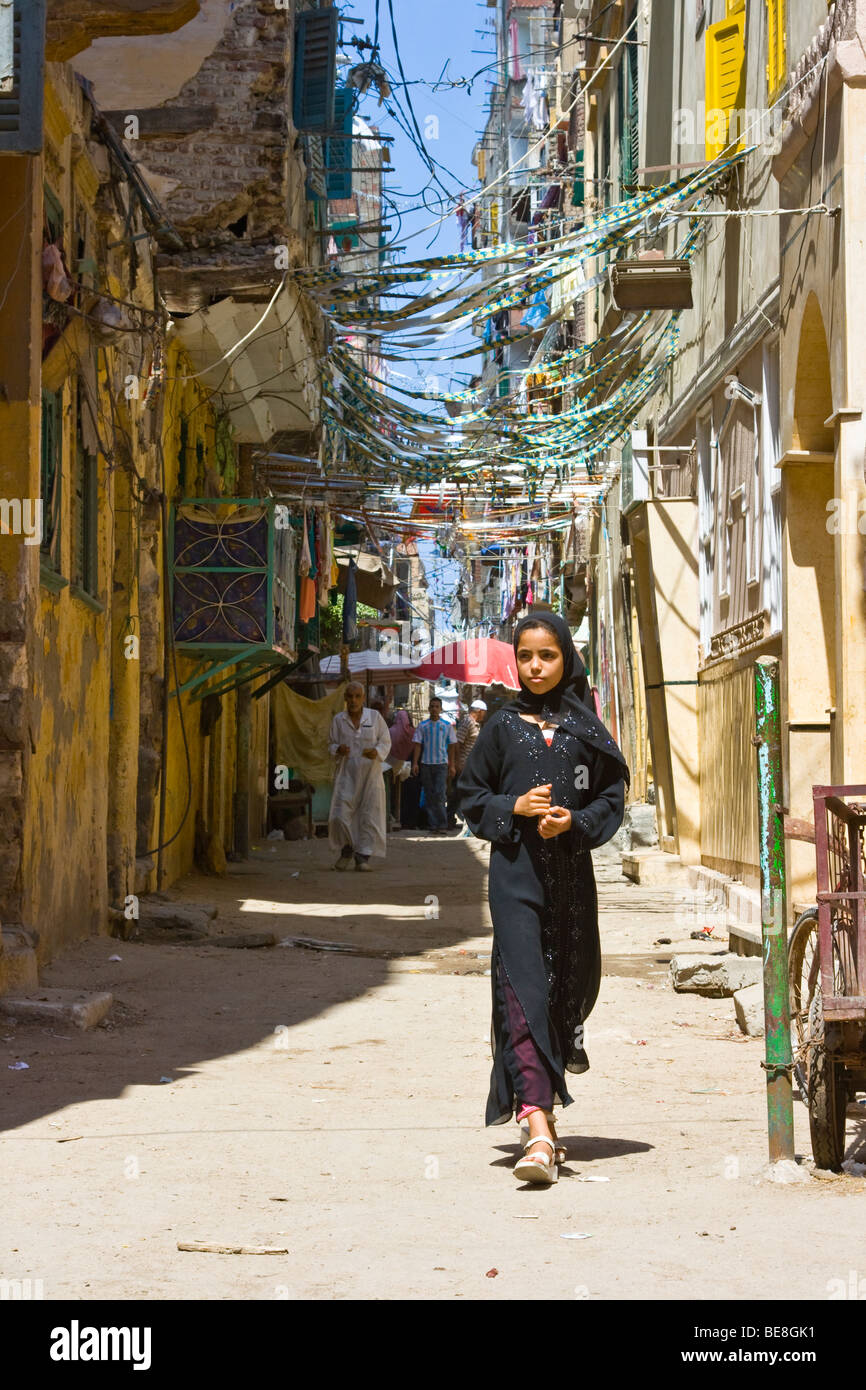 Ragazzina musulmana in Alessandria d'Egitto Foto Stock