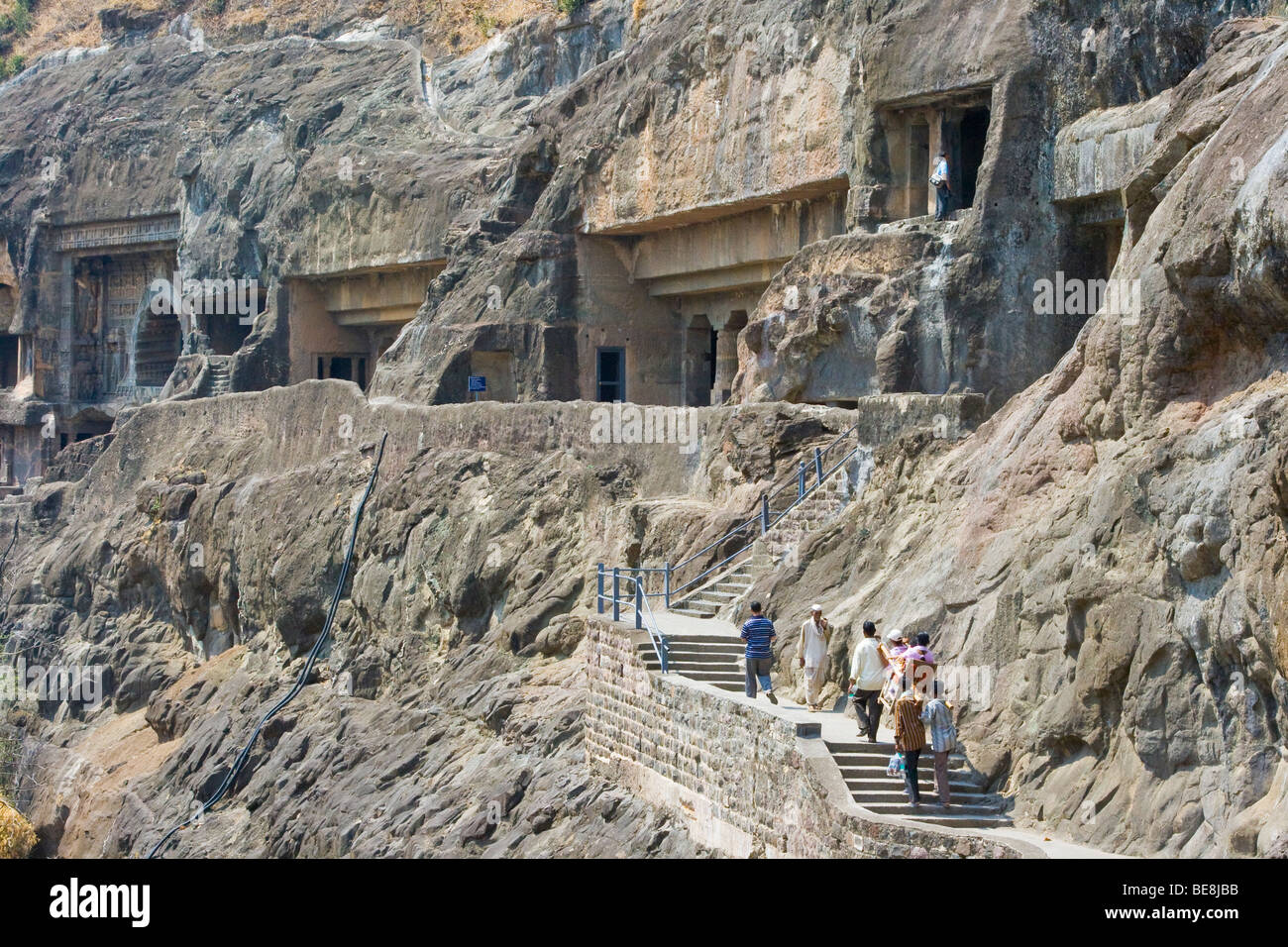 Grotta buddista templi di Ajanta in India Foto Stock