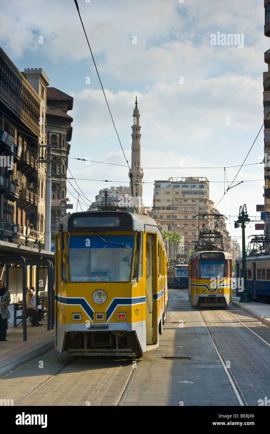 Tram di Alessandria d'Egitto Foto Stock