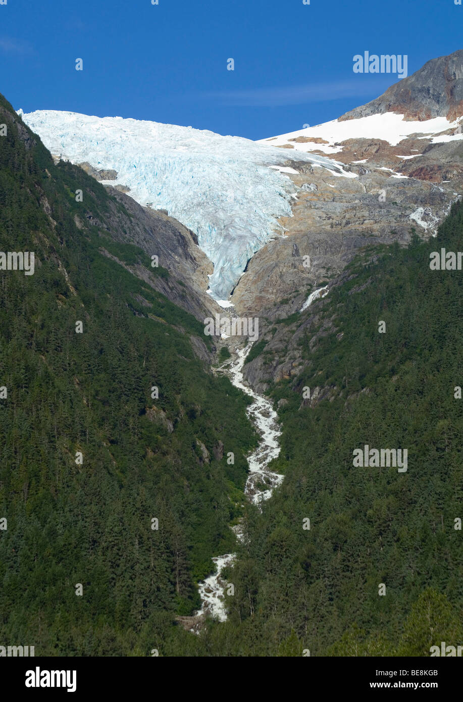 Irene ghiacciaio, nei pressi di Finnegan punto, Pacific Northwest Coastal Rain Forest, storico Chilkoot Trail, Chilkoot Pass, Alaska, STATI UNITI D'AMERICA Foto Stock