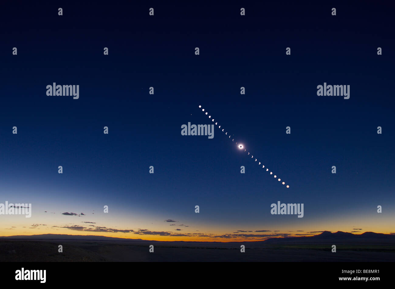 Eclissi solare sequenza; Foto Stock