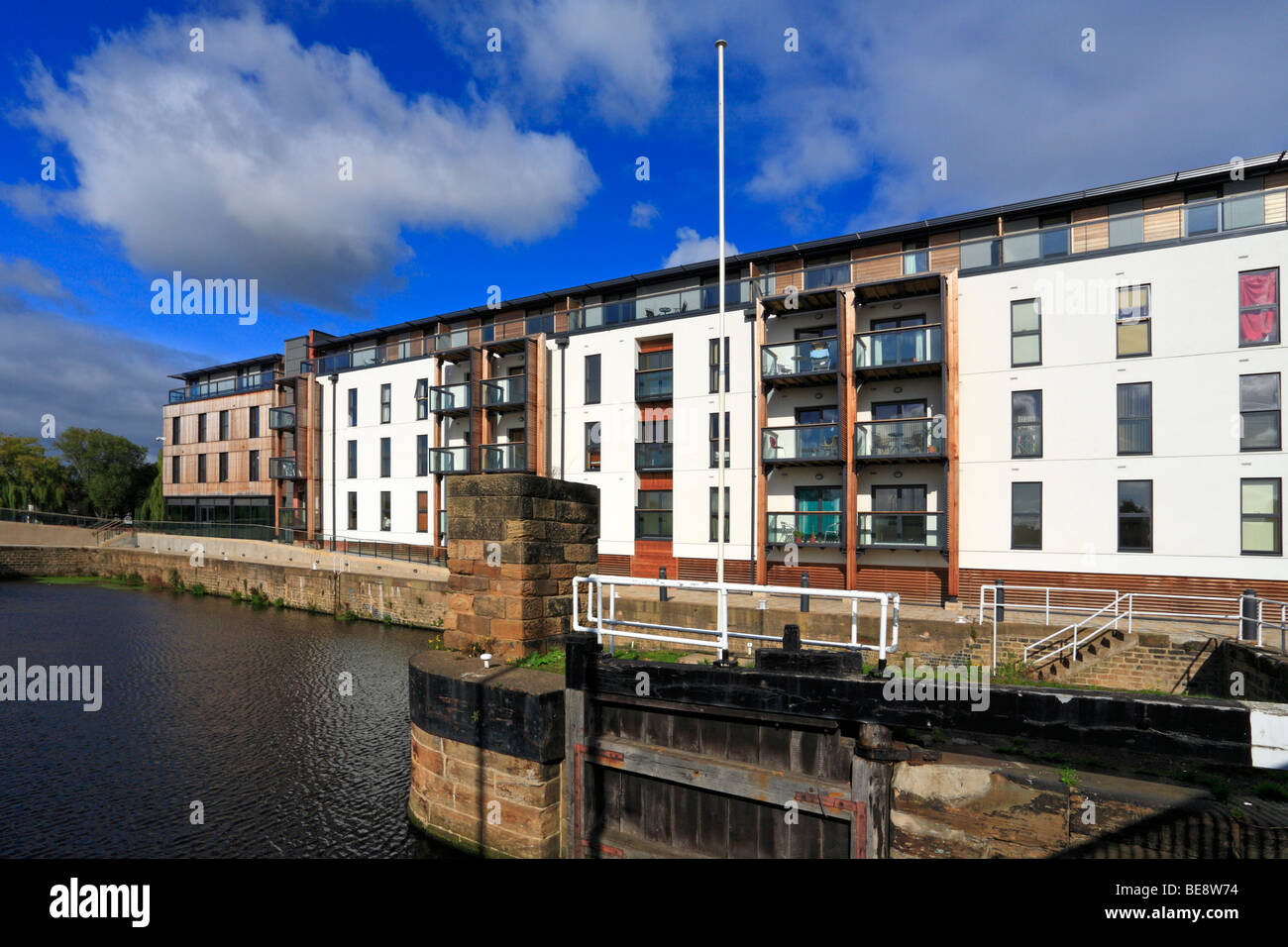 Wakefield Waterfront e sviluppo, Calder e Hebble Navigazione, West Yorkshire, Inghilterra, Regno Unito. Foto Stock
