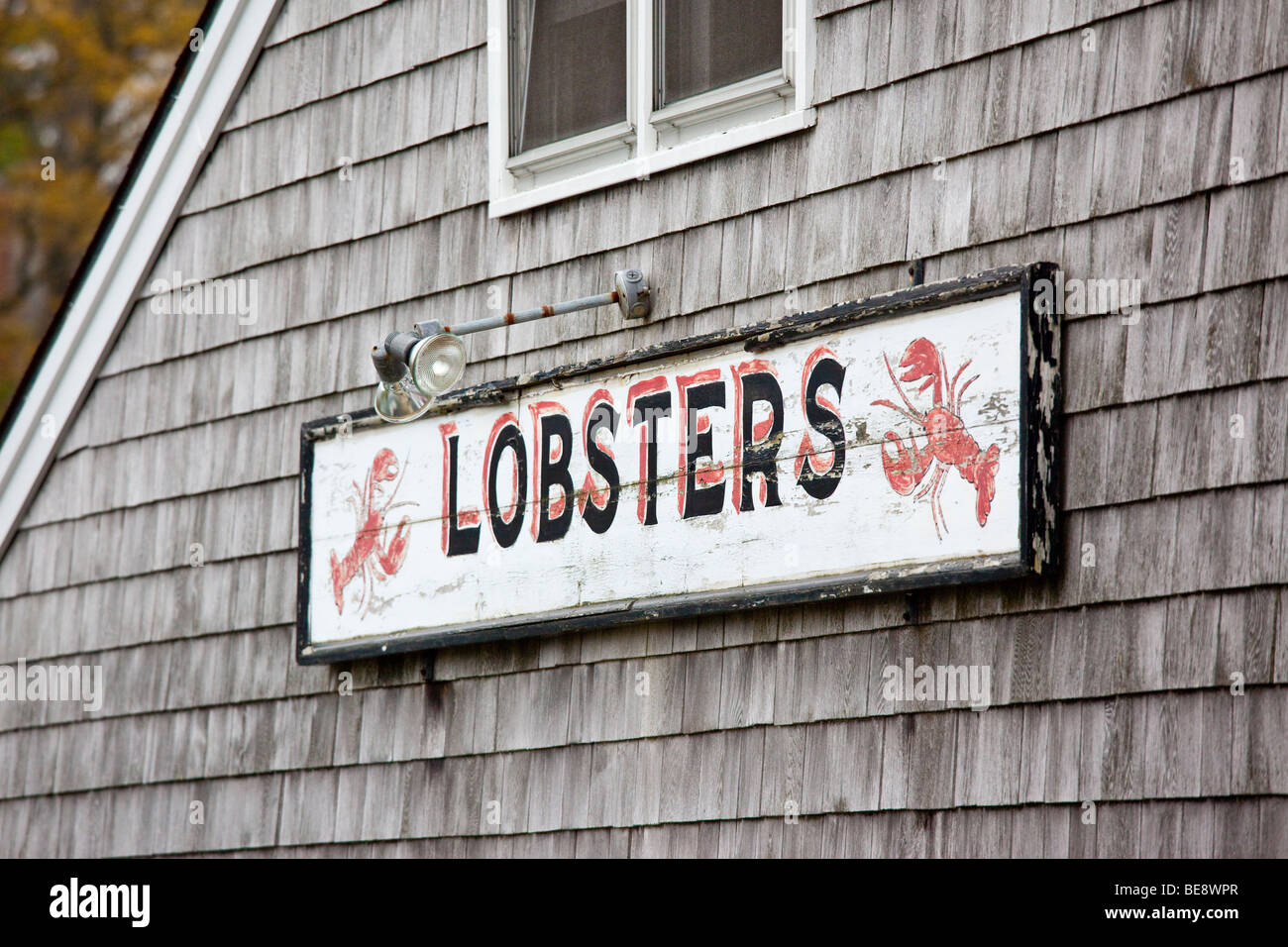 Segno di aragosta su un ristorante a Kennebunkport Maine Foto Stock