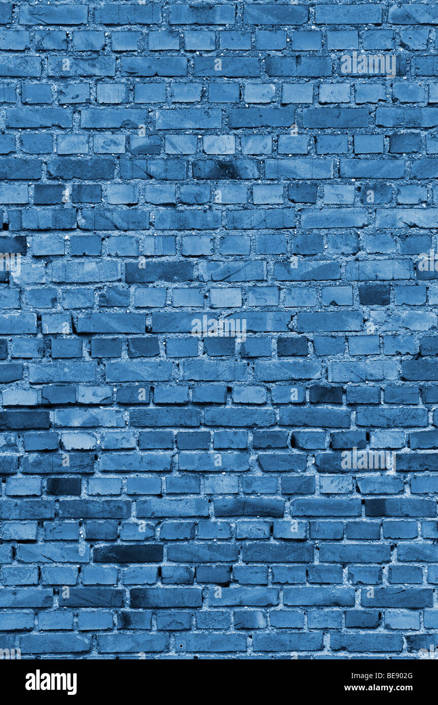 Blue un muro di mattoni, sfondo Foto Stock