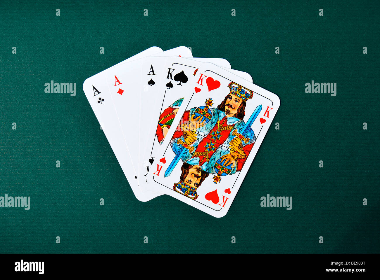 Carte da gioco, poker full house Foto Stock