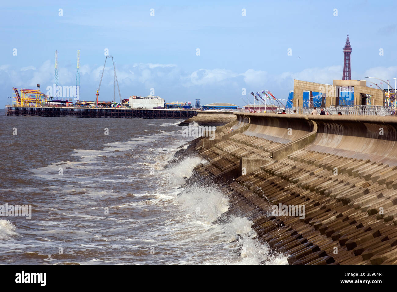 Blackpool South Promenade e il South Pier Foto Stock