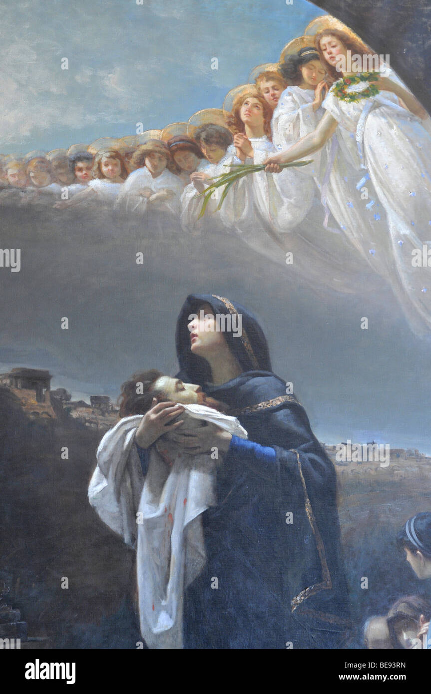 Maria con bambino, angeli in cielo, pittura, Musei Vaticani, Città Vecchia, Città del Vaticano, Italia, Europa Foto Stock