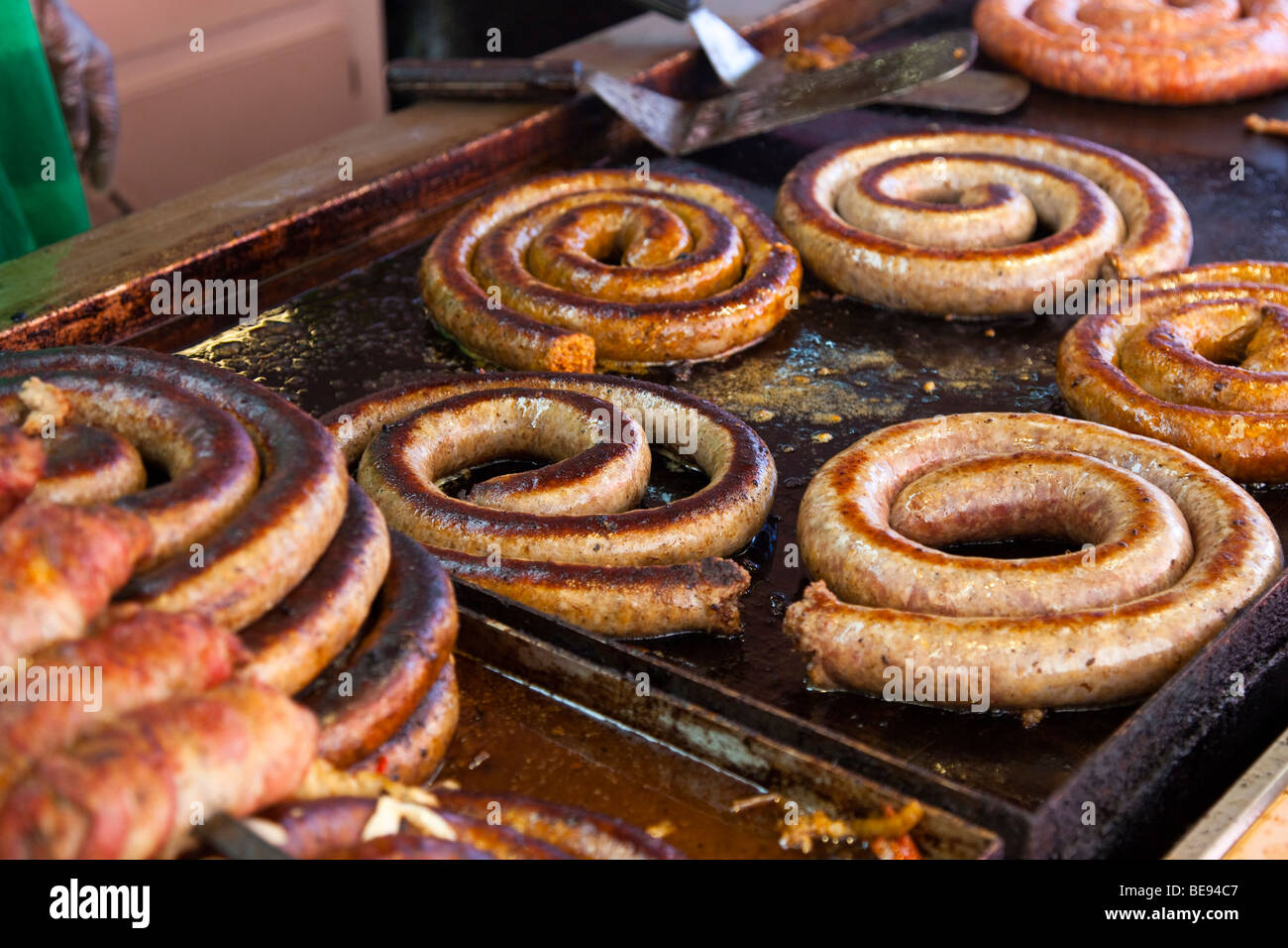 Piccante salsiccia italiana per la festa di San Gennaro Festival di Little Italy a New York City Foto Stock