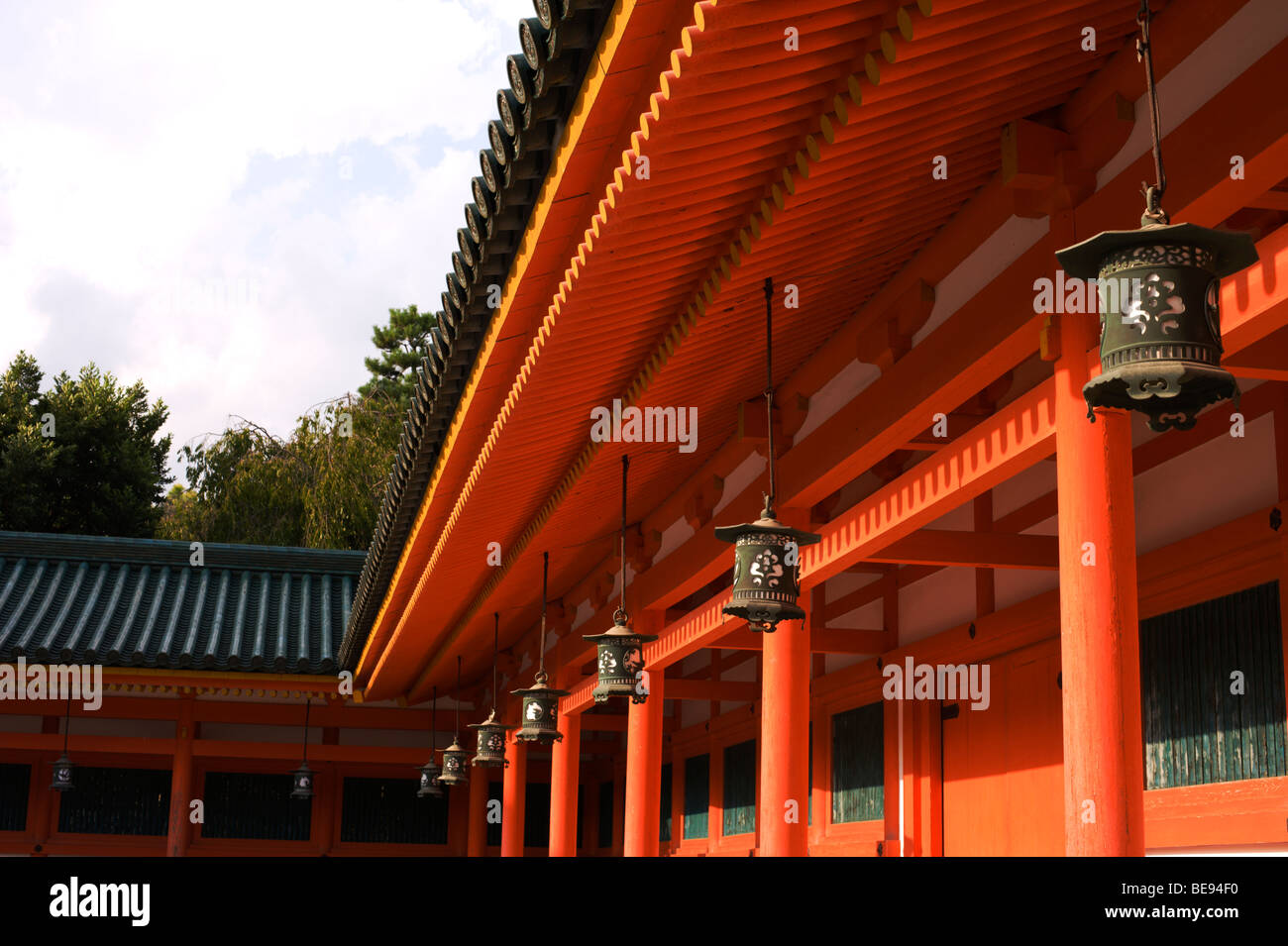 Lanterne a Kyoto il Santuario Heian Foto Stock