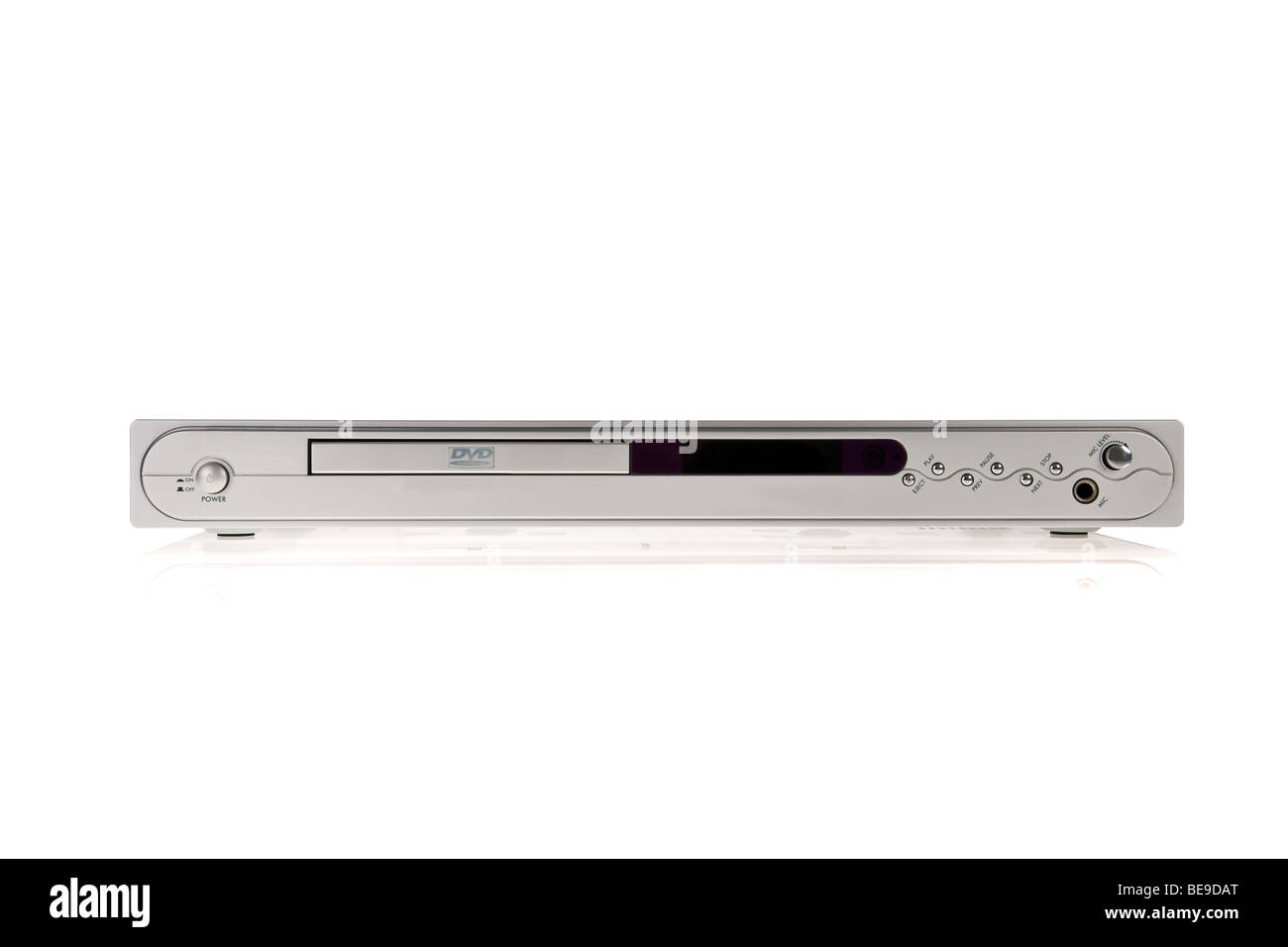 Argento lettore DVD isolati su sfondo bianco Foto Stock