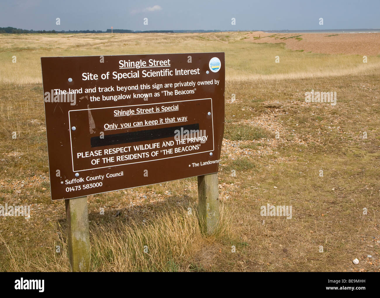 Siti di particolare interesse scientifico, strada di ciottoli, Suffolk, Inghilterra Foto Stock