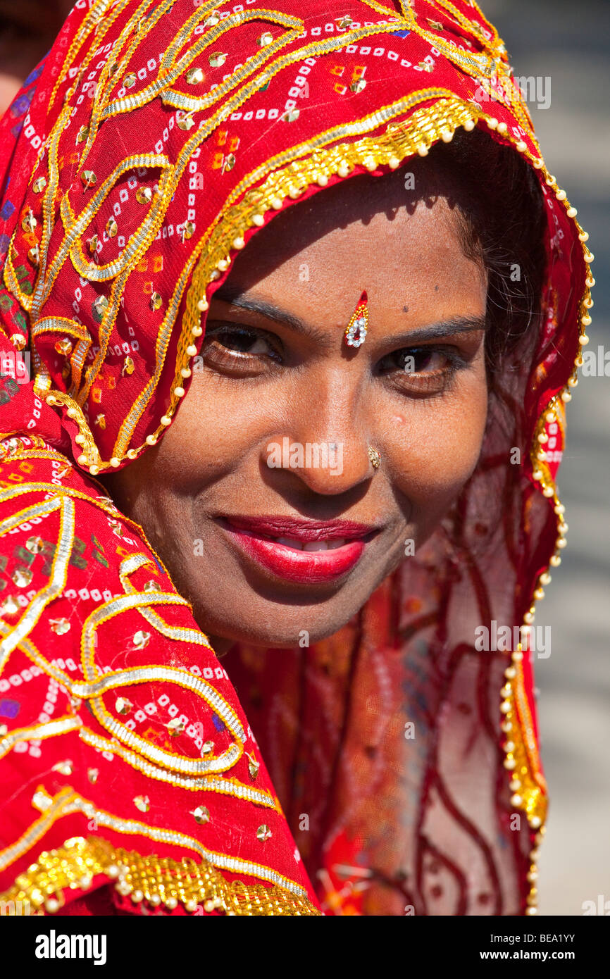 Rajput donna in Jaipur India Foto Stock