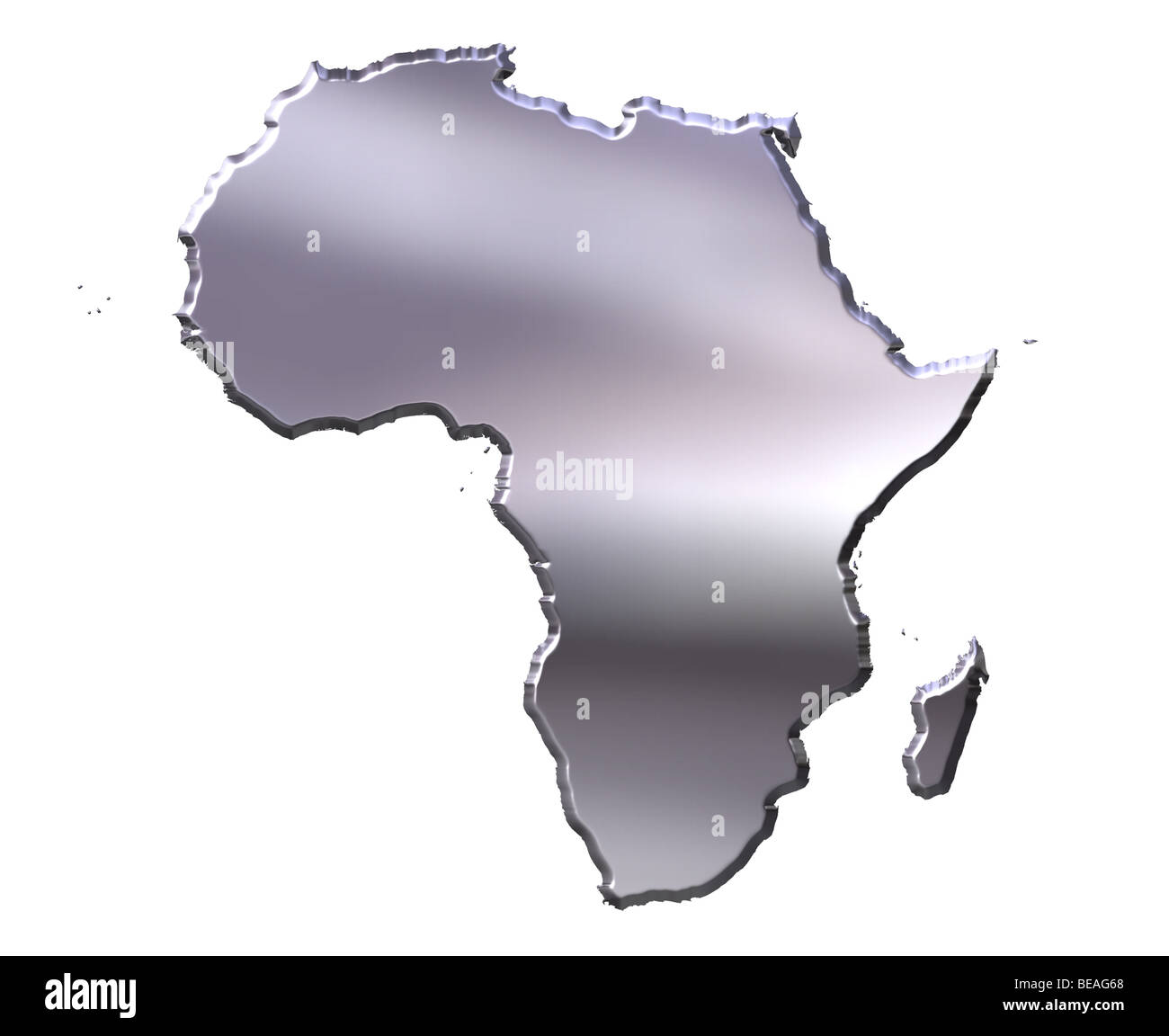 Africa 3d argento mappa Foto Stock