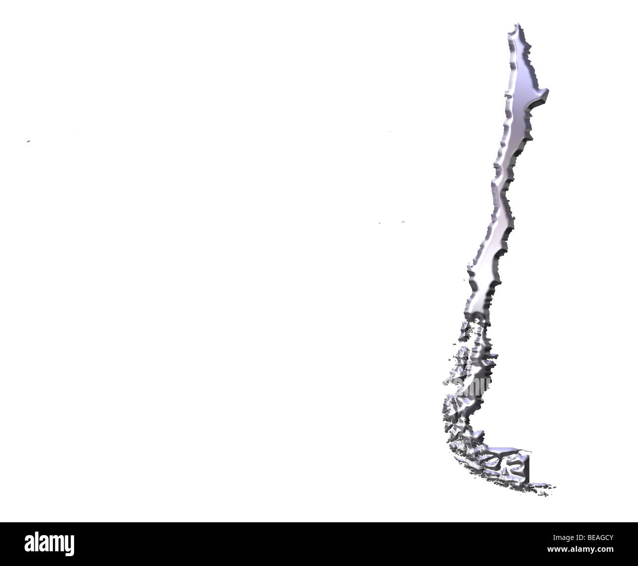 Il Cile 3d argento mappa Foto Stock