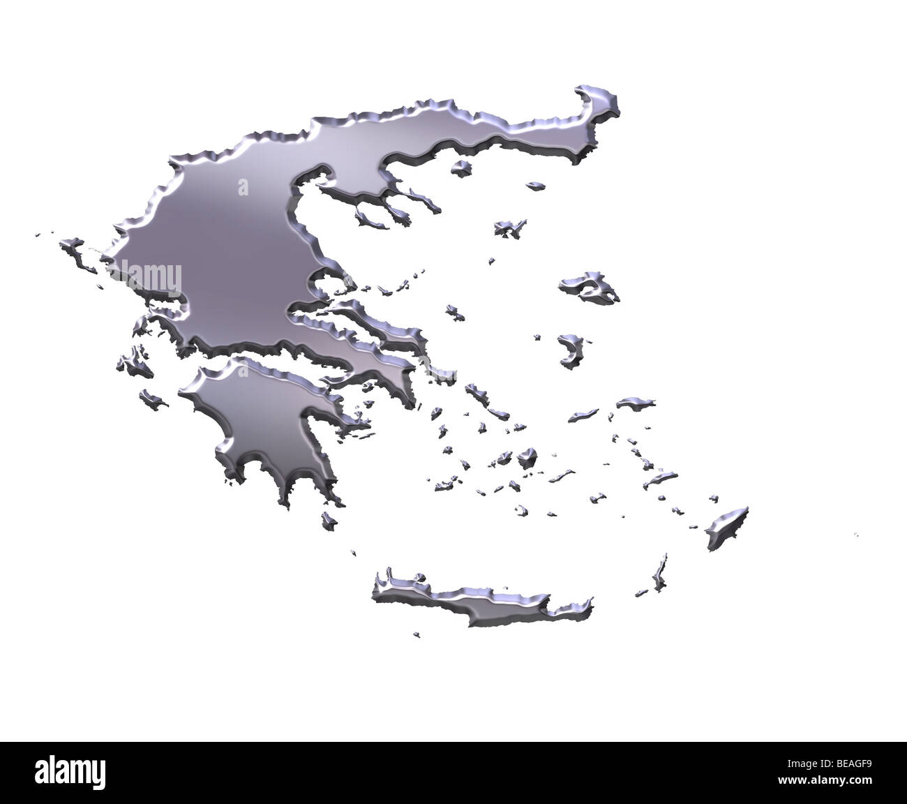 Grecia 3d argento mappa Foto Stock