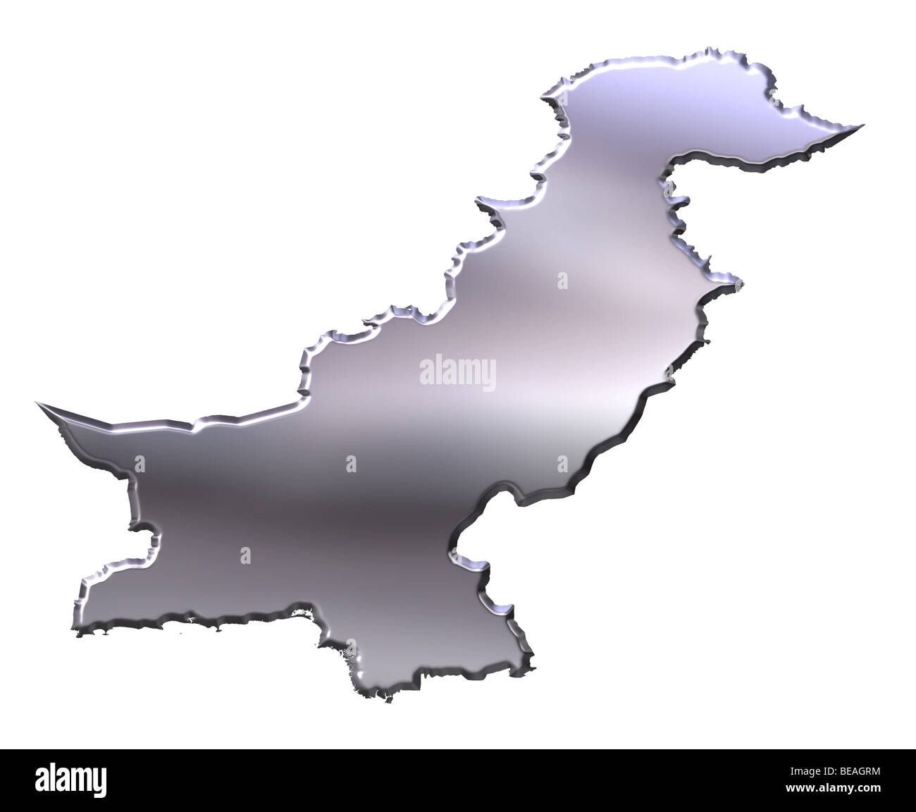 Il Pakistan 3d argento mappa Foto Stock