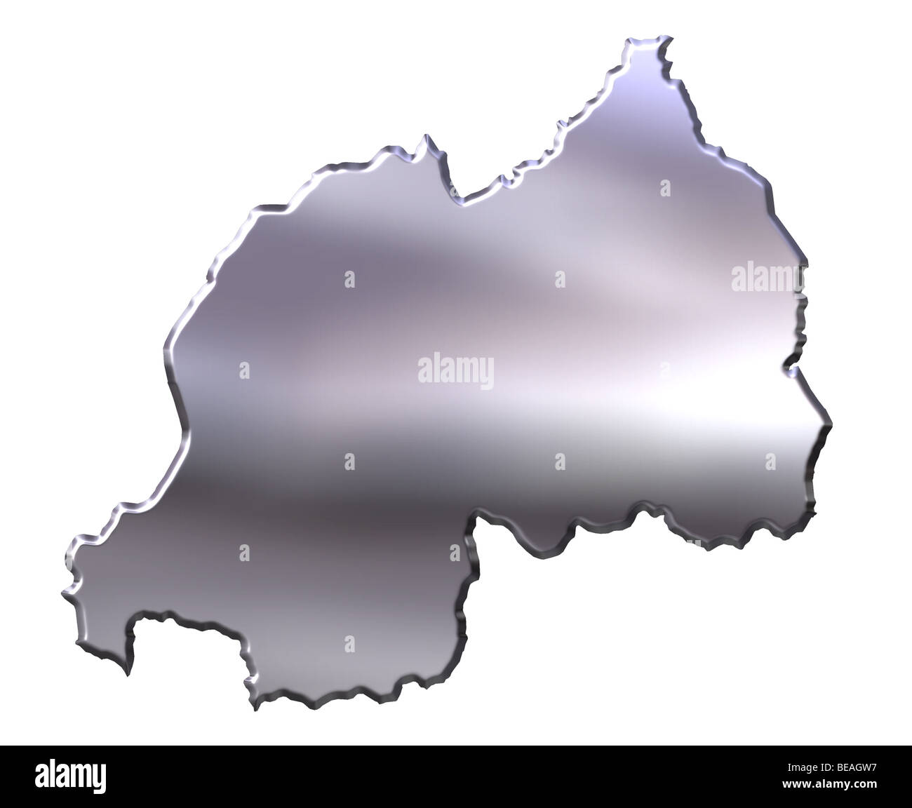 Ruanda 3d argento mappa Foto Stock