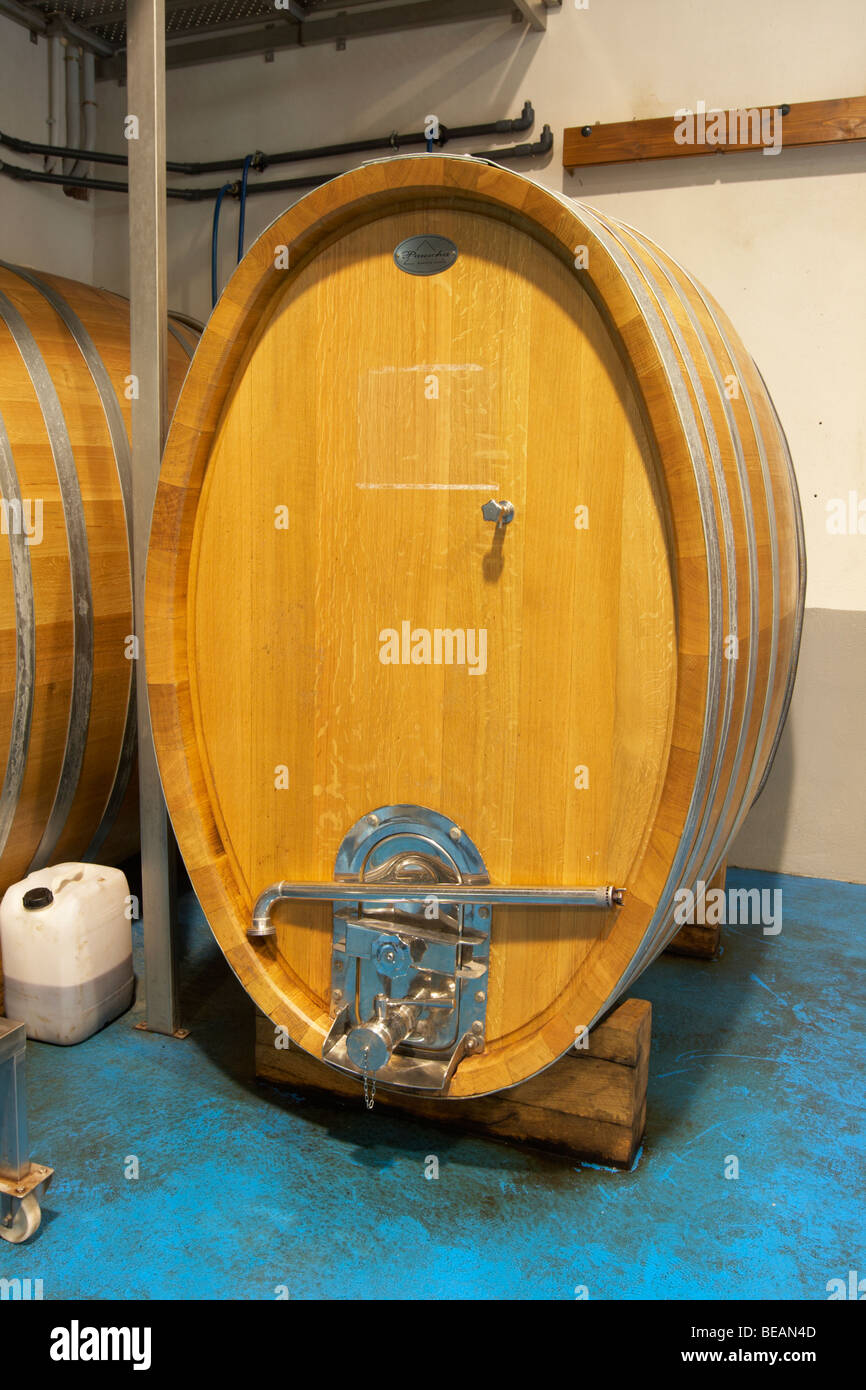 Tini di legno Bodegas Margon, fare Tierra de Leon, Pajares de los Oteros spagna Castiglia e Leon Foto Stock