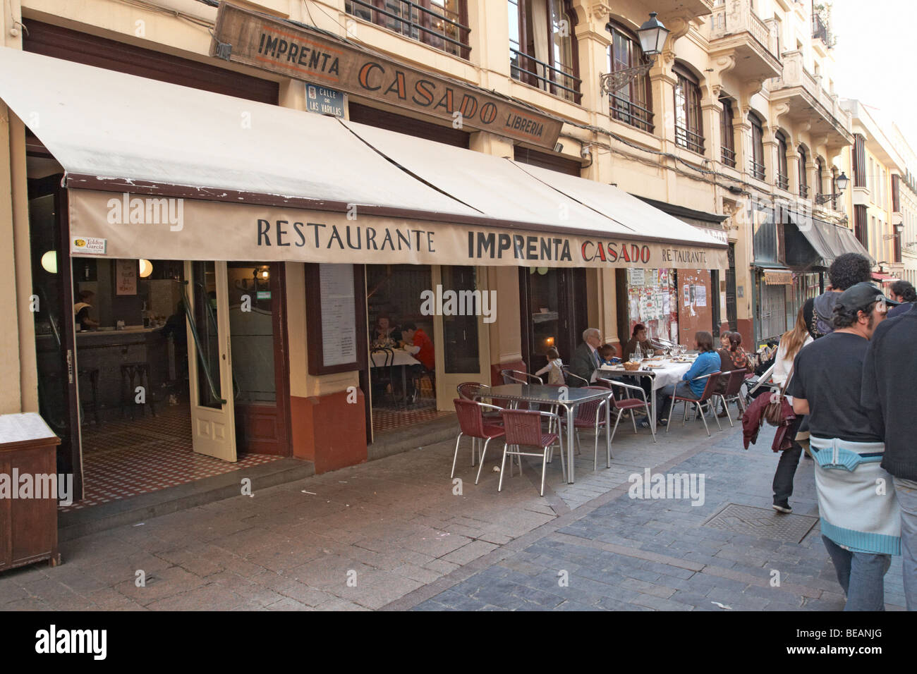 Ristorante con terrazza, ristorante Imprenta Casado, Leon Spagna Castiglia e Leon Foto Stock